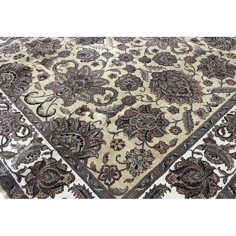 Bokara Rug Co., Inc. HandKnotted HighQuality Gold and Ivory Round